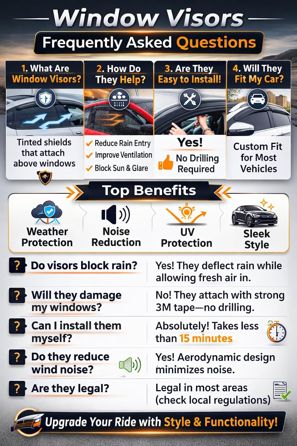 2019-2026 Tape-On Rain Guards for Chevrolet Blazer (Crossover) Side Window Visor Deflectors LT RS Premier Durable Tinted Shades 2020 2021 2022 2023 2024 2025